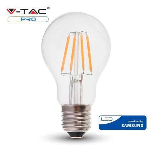 V-TAC 6W E27 meleg fehér filament LED égő - SKU 287