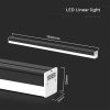 V-TAC 120cm 40W fekete alumínium lineáris lámpatest, természetes fehér - 23000