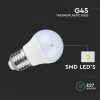 V-TAC G45 LED lámpa izzó 4.5W E27, Meleg fehér - 6 db/csomag - 212730