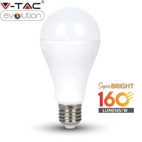 V-TAC 15W E27 meleg fehér LED lámpa izzó 160 lm/W - 2812
