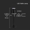 V-TAC 3W akkumulátoros asztali lámpa - Meleg fehér, fekete házzal - 10193