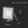 V-TAC PRO 50W 115 Lm/W SMD LED reflektor, Samsung chipes fényvető, hideg fehér, fekete házzal - 21761