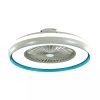 V-TAC ventilátoros LED lámpa, állítható sebességel, változtatható színhőmérséklettel, kék belső gyűrűvel - 7934