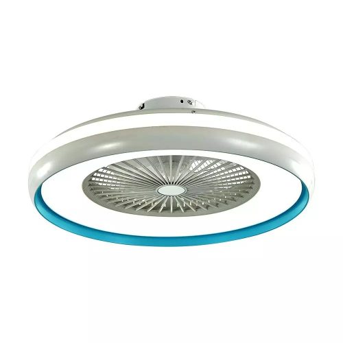 V-TAC ventilátoros LED lámpa, állítható sebességel, változtatható színhőmérséklettel, kék belső gyűrűvel - 7934