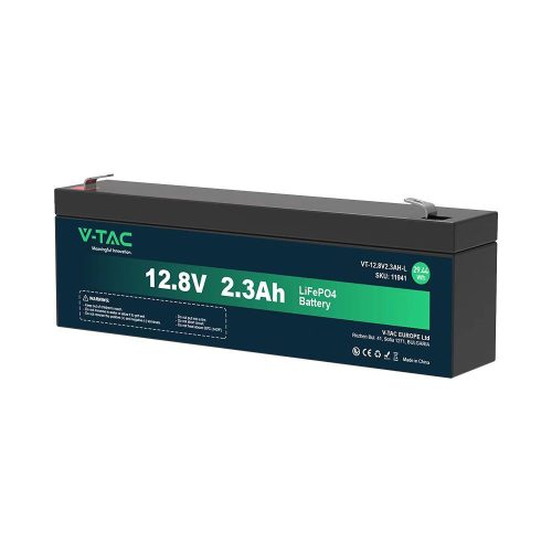 V-TAC Lítium 12.8V / 2.3Ah akku, T2 csatlakozóval, LiFePO4 - SKU 11941