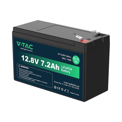 V-TAC Lítium 12.8V / 7.2Ah akku, T2 csatlakozóval, LiFePO4 - SKU 11942